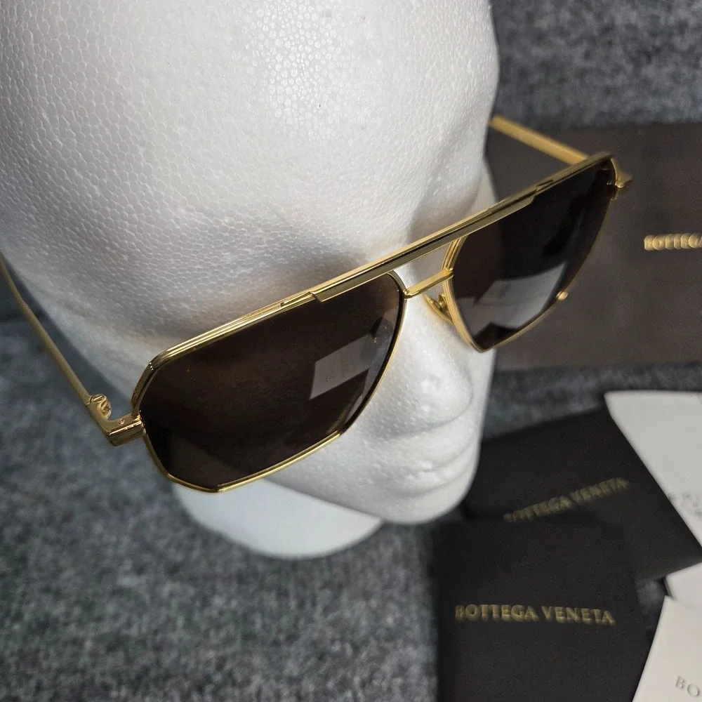 Bottega Veneta Square Sunglasses BV1012S 003 Gold 60 13 145 Made in Italy